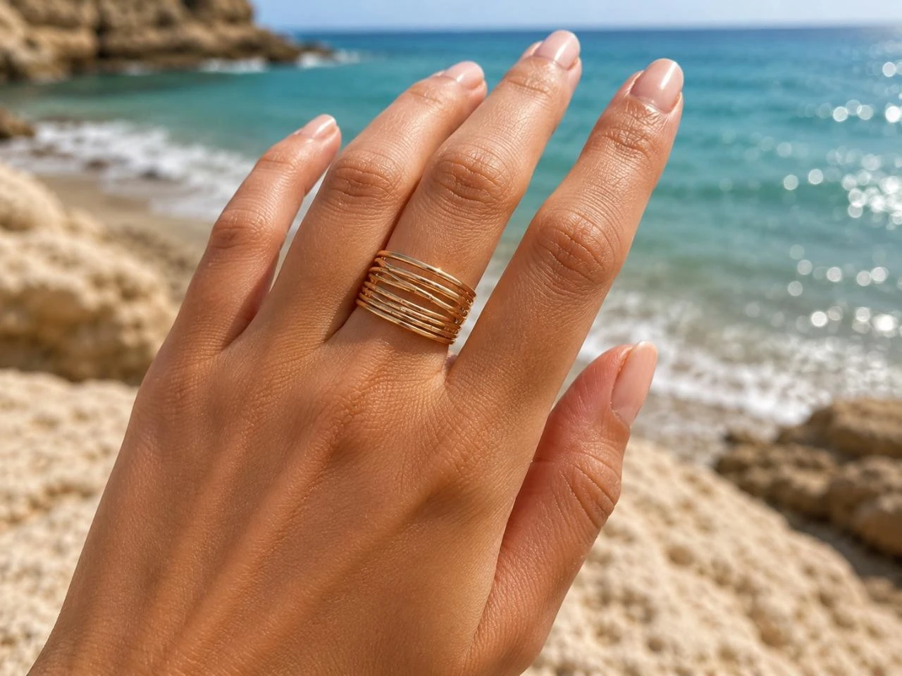 ✨ Anillo dorado efecto triple anillo – Moderno y elegante ✨ – photo 2